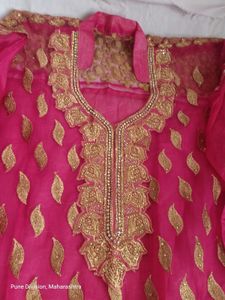Stunning Pink Kurta with Gold Embroidery