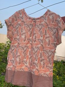 Chic Leaf Print Casual Top