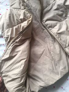 Korean beige cut sleeve puffer crop jacket