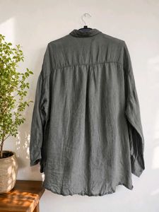 Oversized Linen Blend Button-Up Shirt