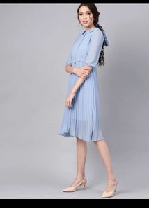 chic Blue Pleated dress