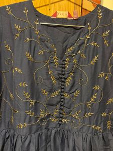Elegant Navy Blue Kurta with Gold Embroidery