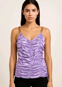 Lilac Ruched Chain Strap Tank