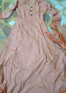 Elegant Peach Kurta Set with Dupatta