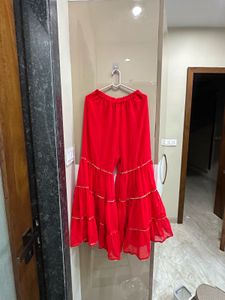 Elegant Red Kurta and sharara with Gold Print