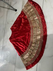 Red Silk Lehenga with Gold Border