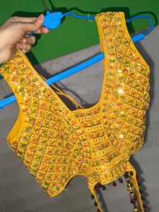 Yellow Lehenga Choli Set with Red Dupatta