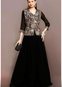 Elegant Black Embroidered Lehenga Choli