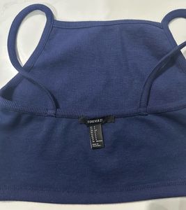 Navy Blue Spaghetti Strap Crop Top