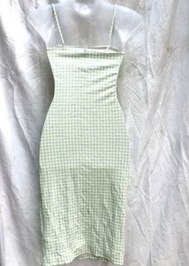 H&amp;M GINGHAM MIDI SLIP DRESS FOR WOMEN