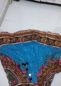 garba dress sky blue  Lehenga Choli Set