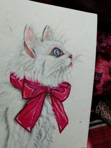 Cat Painting with Bow