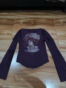 Unique Graphic Print Long Sleeve Top