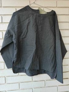 Chic Grey Zipper Detail Tunic