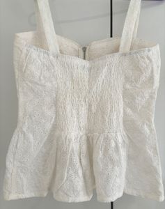 Chic White Broderie Anglaise Corset Top