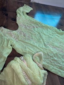 Light Green Embroidered Kurta and dupatta