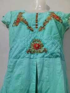 Very Beautiful Seagreen Front Slit Gawn