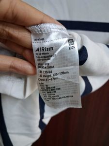 UNIQLO Striped White and Navy T-Shirt