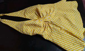 Yellow Gingham Tie-Front Top