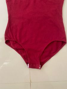 Red Spaghetti Strap Leotard shapewear