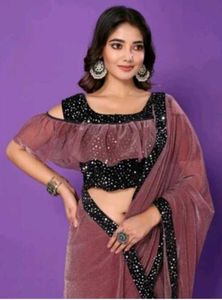 Elegant Mauve Velvet Saree