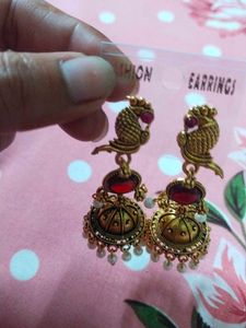 Beautiful Jhumka Earrings with Pearls