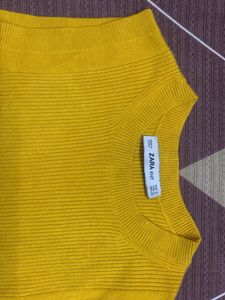 Zara Yellow Ribbed Sleeveless Top