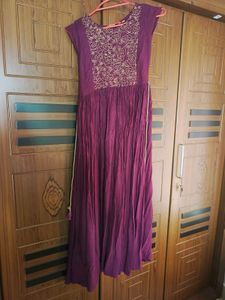 Elegant Purple Embroidered Maxi Dress