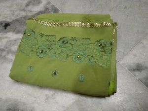 Embroidered Green Saree