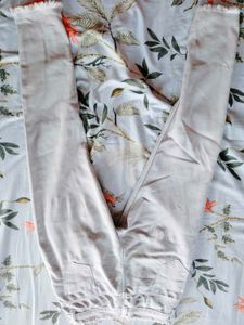 Casual Beige Pants with Frayed Hem