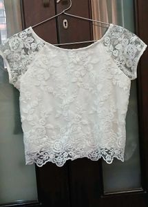 Elegant Floral White Top - XL Size