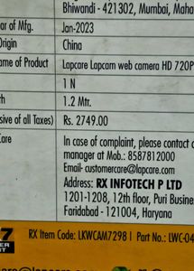 Lapcare Web Camera - LWC-042 (Open Box)