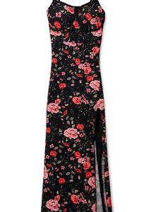 Floral Print Maxi Dress with Slit