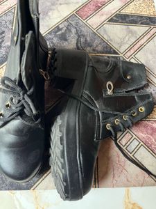 Black Lace-Up Ankle Boots