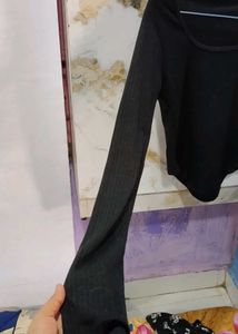 Corset Black Long Sleeve Top