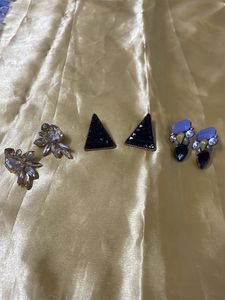 3 pair Sparkling Statement Earrings Set