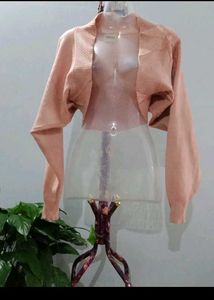 Peach Ribbed Bolero Cardigan