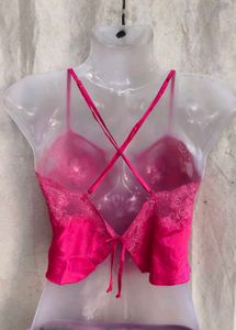 I. Lace Trimmed Satin Camisole