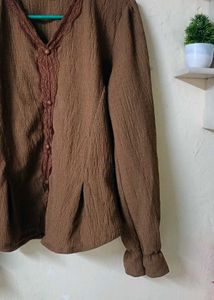 Elegant Brown Textured Blouse