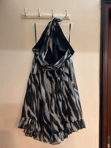 Stylish Animal Print Halter Dress