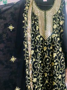 Elegant Black Embroidered Kurta Set