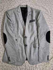 Men's Grey Blazer with Pocket Square