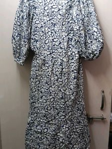 Blue &amp; White Printed Midi Dress (Never worn)