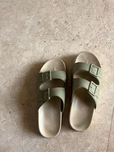 Comfortable Sage Green Double Strap Slides
