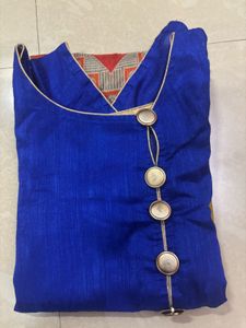 Royal Blue Chevron Print Kurti with Elegan