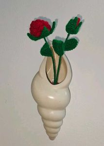 Seashell Wall Vase 🐚with Crochet Flower🌹