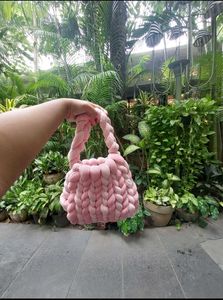 Pink Knitted Handmade Handbag