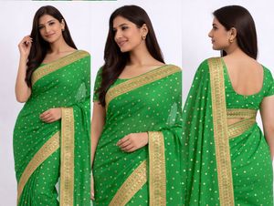Elegant Green & Gold Embroidered Saree