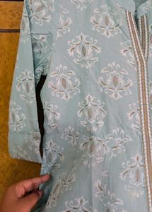 Aqua Floral Print Kurta