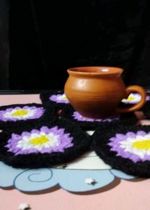 Handmade Crochet Coasters Set.  pack of 10